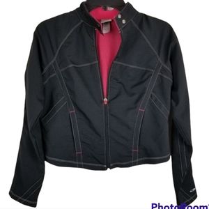 Cropped Black Full zip Windbreaker with mesh lining Size XL